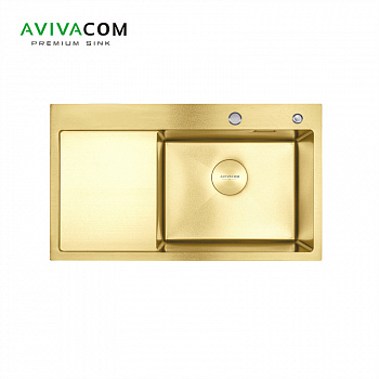 Кухонная мойка с крылом AVIVACOM 78*48 Правая Нано-Золото