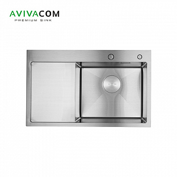 Кухонная мойка с крылом AVIVACOM 78*48 Правая Сатин