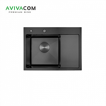 Кухонная мойка с крылом AVIVACOM 58*48 Левая Нано-Черный