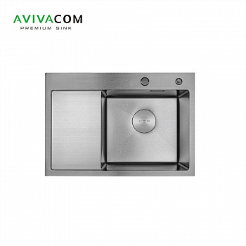 Кухонная мойка с крылом AVIVACOM 65*48 Правая Нано-Сатин