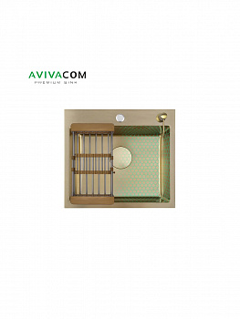 Кухонная мойка AVIVACOM 50*45 Нано-Золото Декор