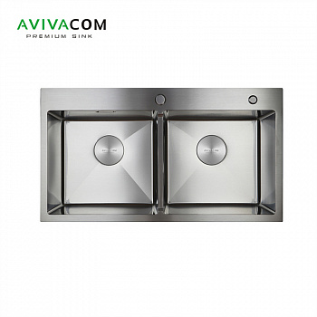 Кухонная мойка с дополнительной чашей AVIVACOM 78*45 2 чаши Сатин