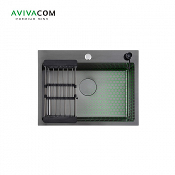Кухонная мойка AVIVACOM 60*45 Нано-Черный Декор